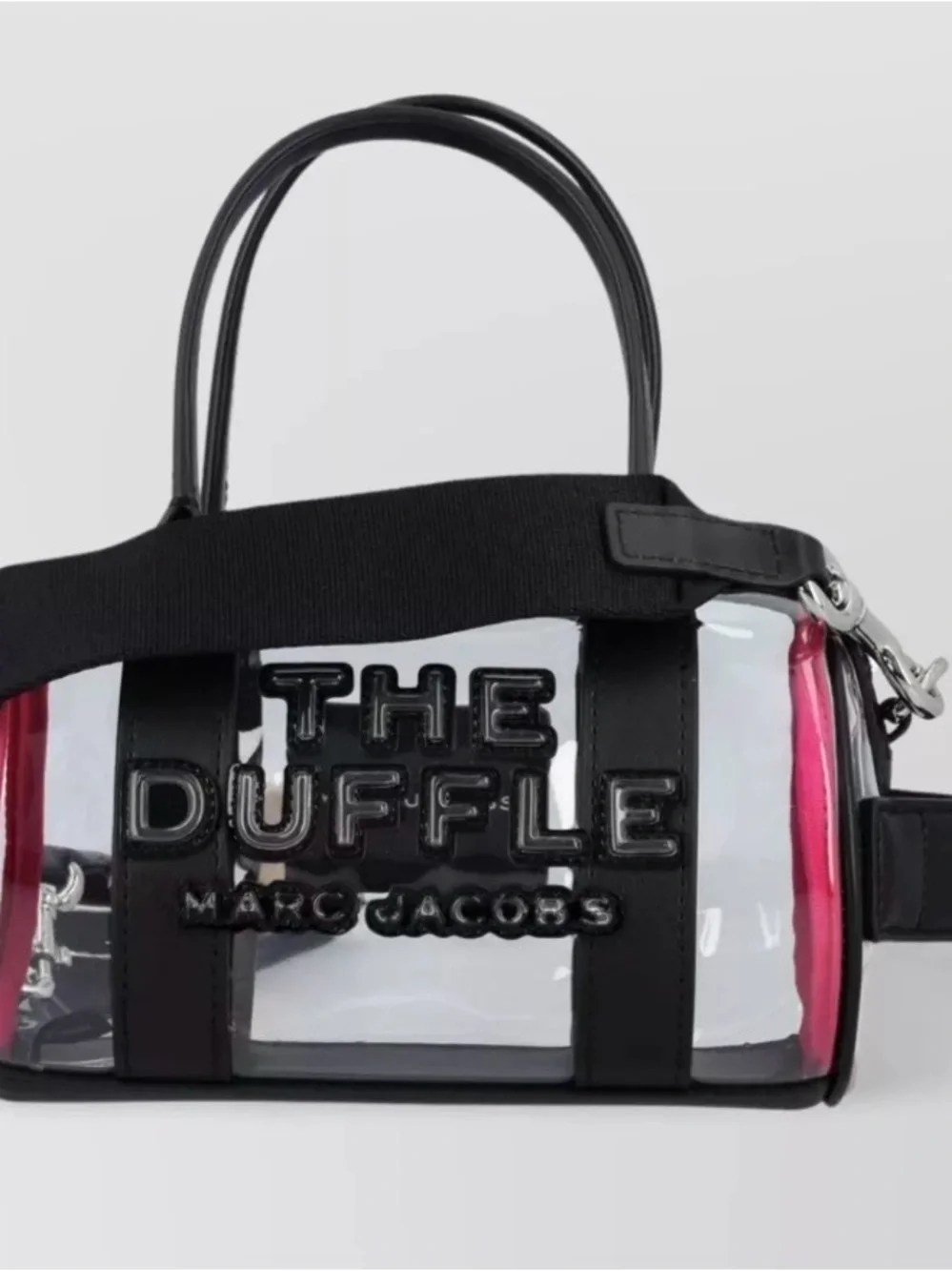 Marc Jacobs Clear Duffle Crossbody with Black Trim and Pink Accent